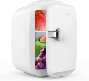 Mini Fridge, 4 Liter/6 Can Portable Cooler and Warmer Personal Refrigerator for Skin Care, Cosmetics, Beverage