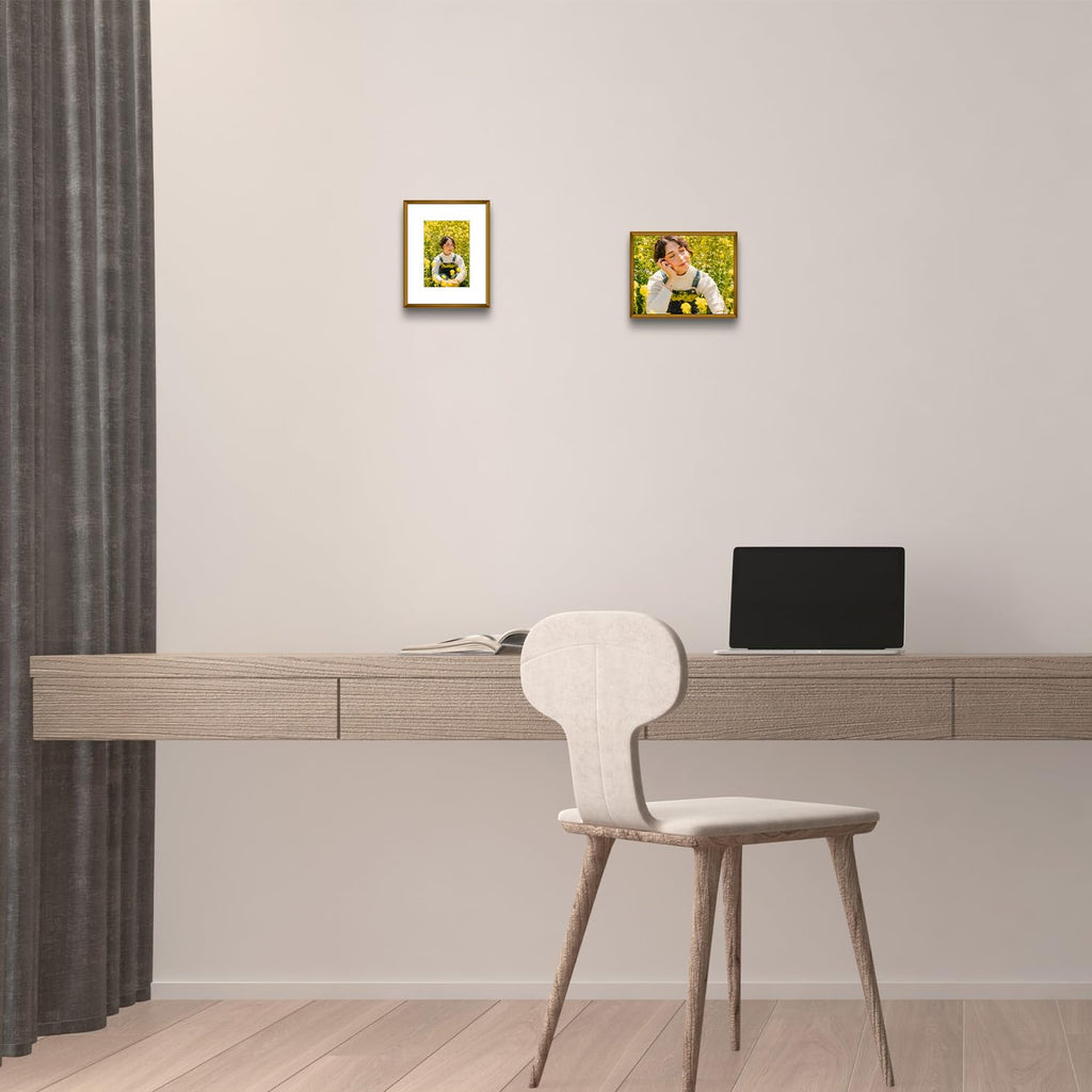 8x10 Bronze Aluminum Frame with White Mat, Real Glass