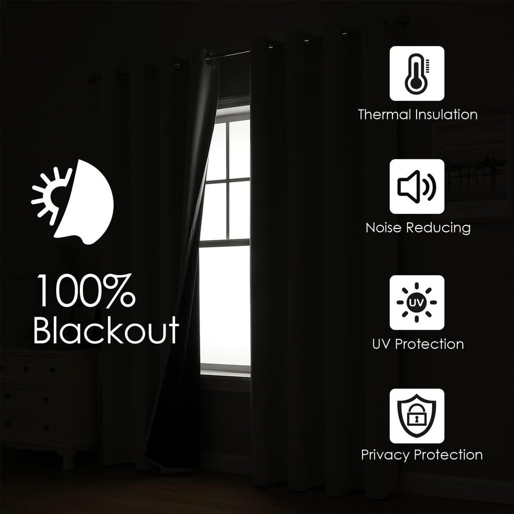100% Blackout Curtains 95 Inches Long 2 Panels Set - Set of 2