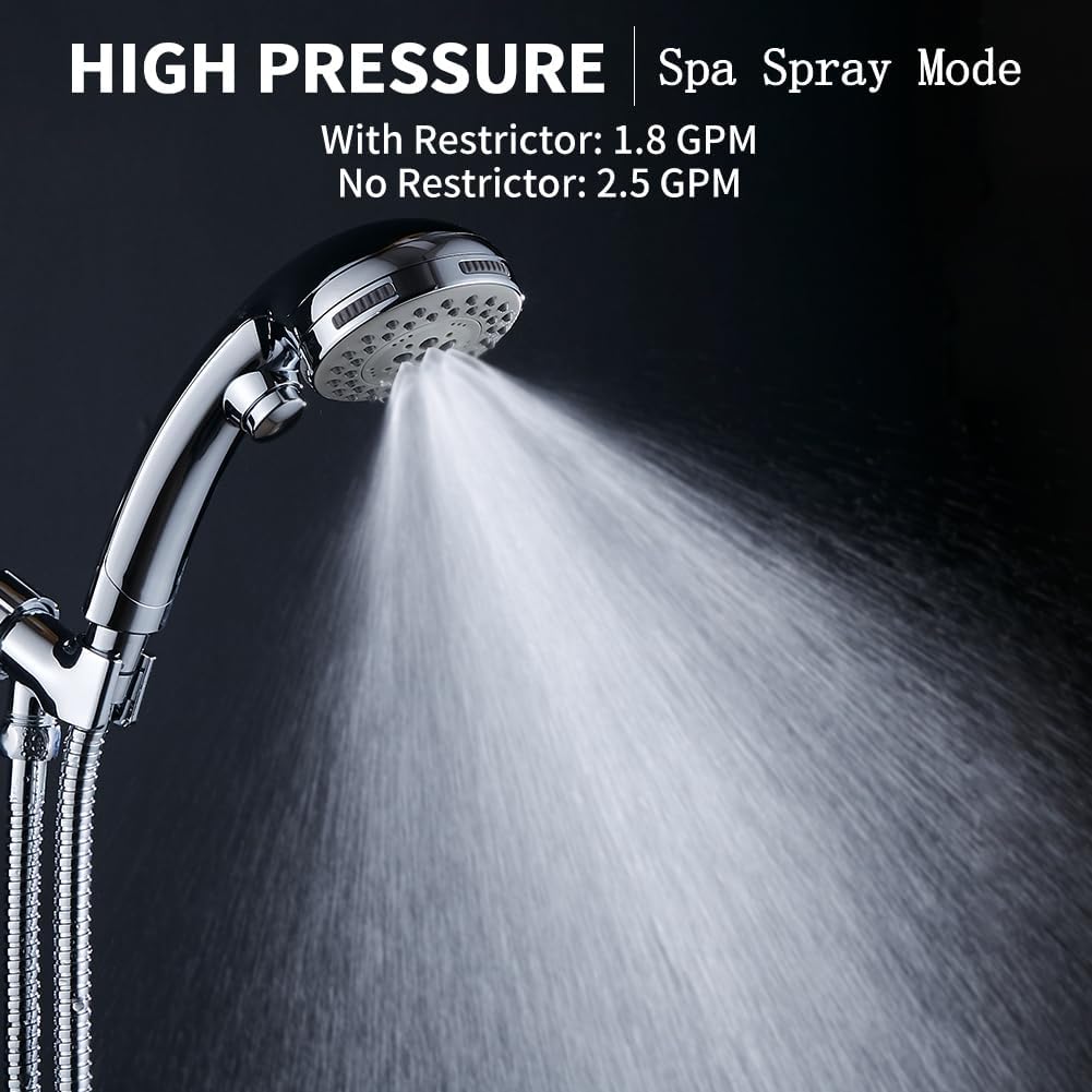 High Pressure Shower Head with Handheld Spray 6 Settings Hand Held Shower Head with On Off Switch and Spa Spray Mode