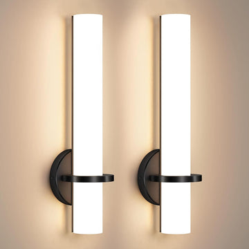 18 Inch Wall Sconces Set of Two, Black Bathroom Sconces 18W 2700K-5000K LED Dimmable Modern Wall Sconces with Acrylic