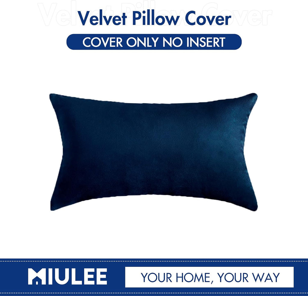 Velvet Pillow Cover Soft Luxury Decorative Throw Pillow Cover Single Rectangle Cushion Case,12x20 Inch Dark Blue