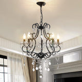 5 Lights K9 Crystal Chandelier, Modern Raindrop Candelabra Pendant Lamp, Candle Ceiling Hanging Lighting Fixture, for Dining Room, Living Room, Black A109-B081L3L45Z