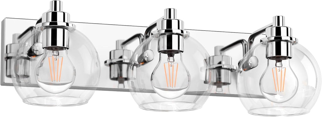 3 Light Bathroom Light Fixtures-Chrome Bathroom Vanity Lights, Modern Vanity Lights 3-Light Bathroom Lighting