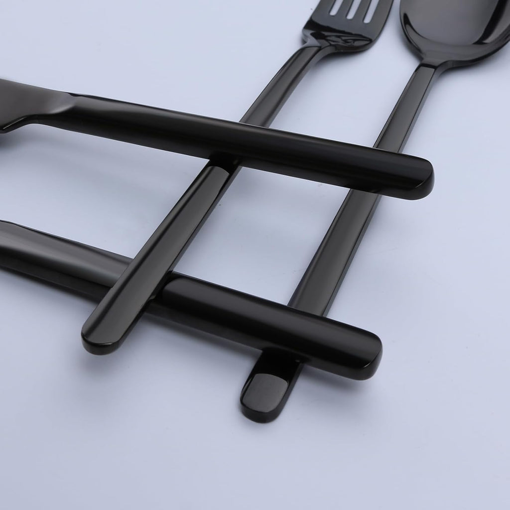 Black Silverware Set, 40-Piece Flatware Set for 8, 18/10 Stainless steel Cutlery Set