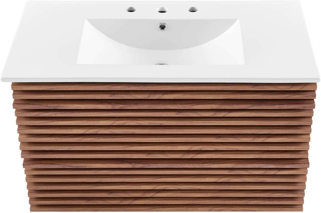 Render 36" Wall-Mount Bathroom Vanity in Walnut White