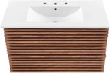 Render 36" Wall-Mount Bathroom Vanity in Walnut White