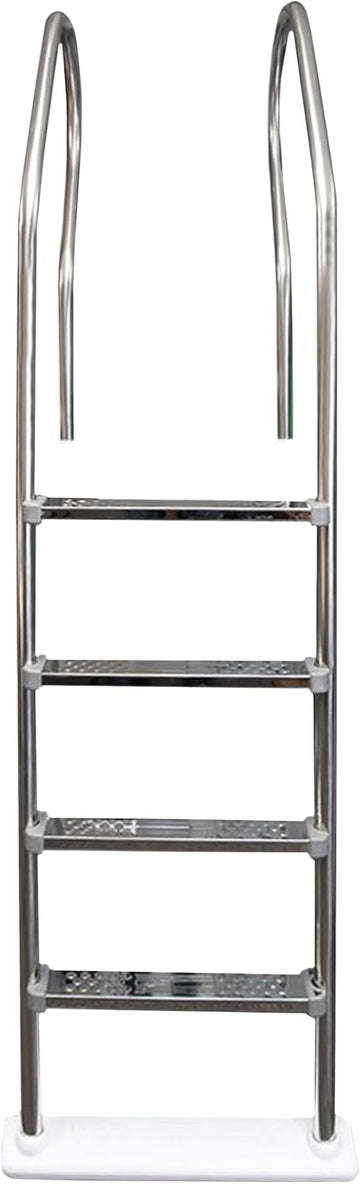 Hi-Rise Reverse Bend Stainless Steel in-Pool Ladder w/Stainless Steel Steps | for Above-Ground Swimming Pools