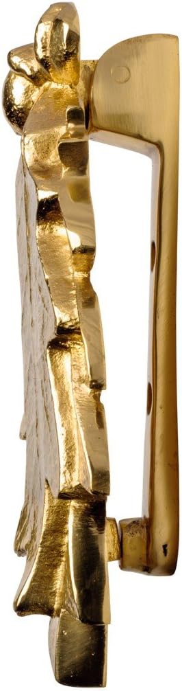 Oak Leaf Door Knocker Solid Brass Polished Finish 6 Inch Decorative Front Door Hardware with Mounting Screws