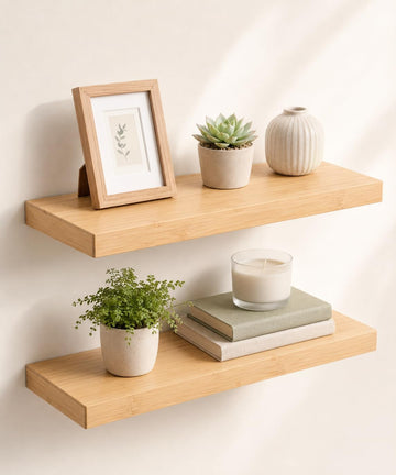 Bamboo Floating Shelves for Wall, 9.25 Inch Deep Unfinished Shelves