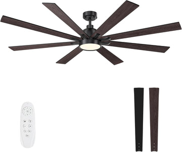 62" Ceiling Fan with LED Light and Remote - Brown and Black