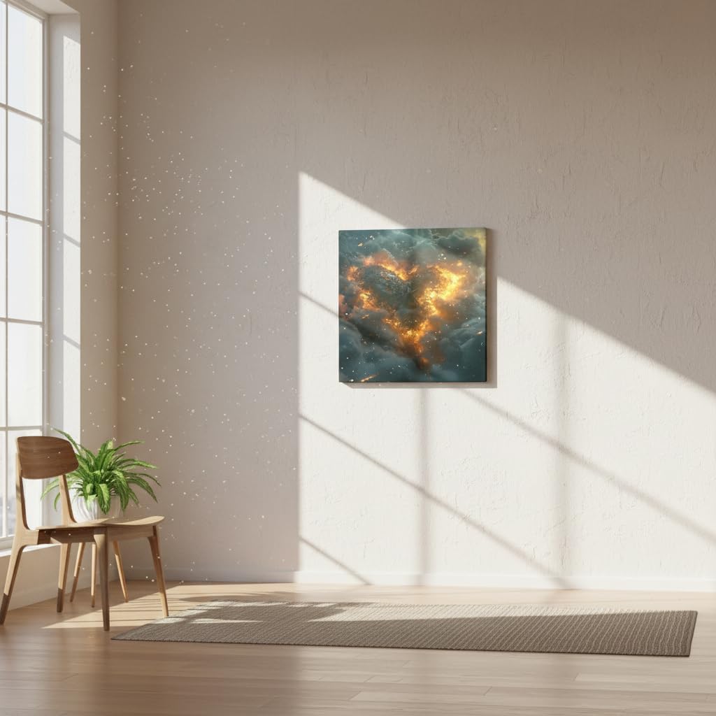 Ashen of Rebirth Canvas Wall Art - Abstract Fire Sky Wall Decor, Modern Canvas Art Bedroom Office