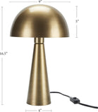 Home 16" Antique Gold Metal Mushroom Table Lamp, Modern, Retro, Desk Light, Dining, Office, Entryway