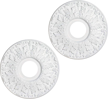 Medallion for Ceiling Light, 15-1/2-Inch Victorian Molded Plastic Ceiling Medallion in Traditional W