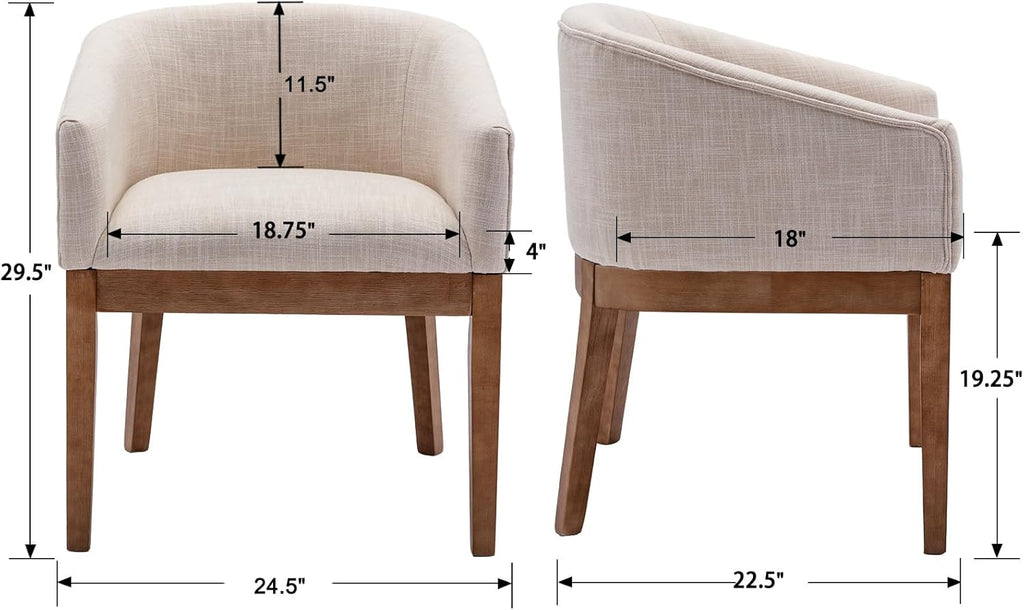 Beige Dining Chairs Set of 2 Mid-Century Modern Dining Chairs
