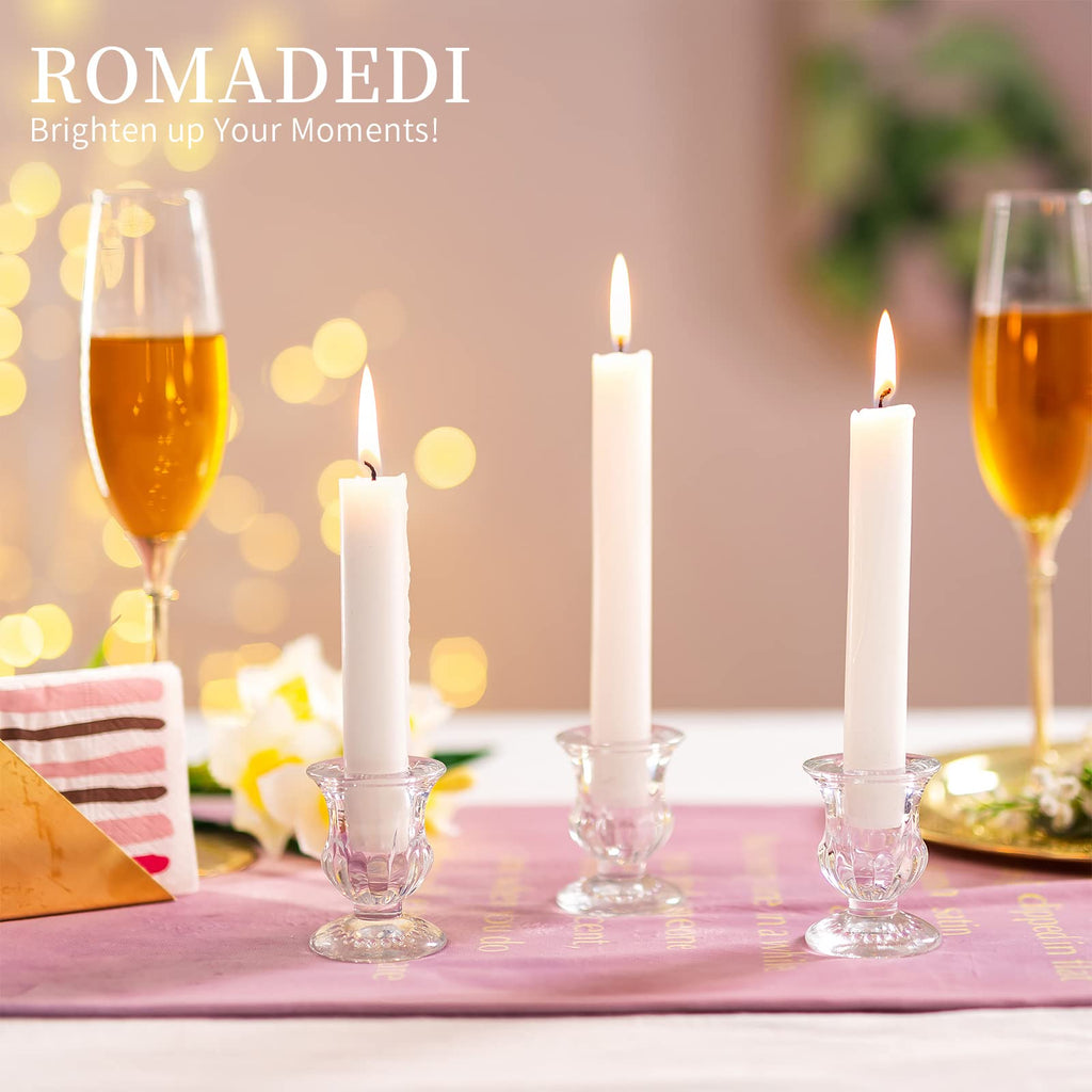 Glass Taper Candle Holders, Clear, Pack of 20