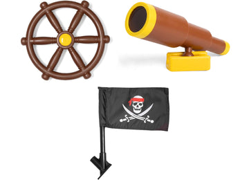 Pirate Playground Bundle - Telescope, Wheel & Flags, Jungle Gym