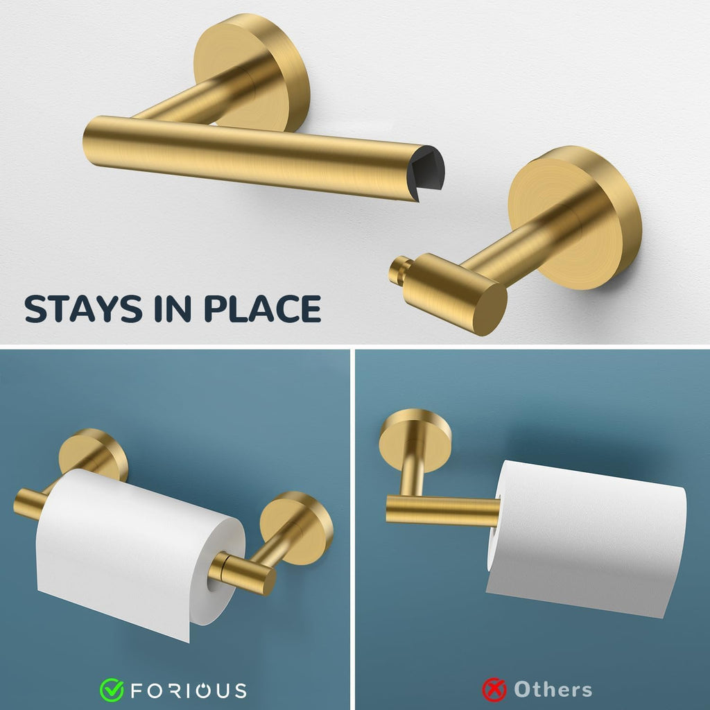 Bathroom Accessories, 4-Piece Bathroom Hardware Set - 18" Towel Bar | Brushed Gold | Towel Hooks, Towel Racks