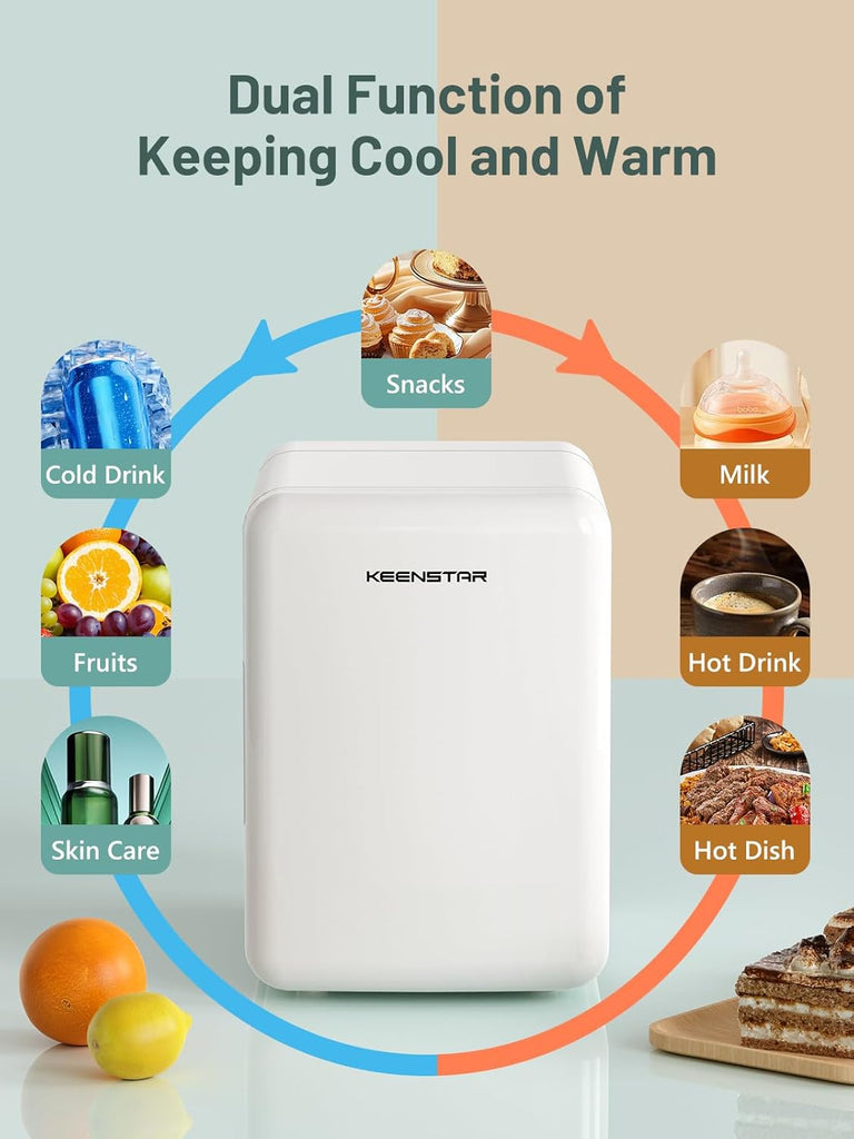 4L Mini Fridge for Skincare & Food, 110V/12V Cooler & Warmer Portable Refrigerator for Bedroom, Office, Car, Dorm