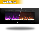 48 Inches Electric Fireplace Inserts, Recessed and Wall Mounted Fireplace Heater for Indoor Use with Remote Control