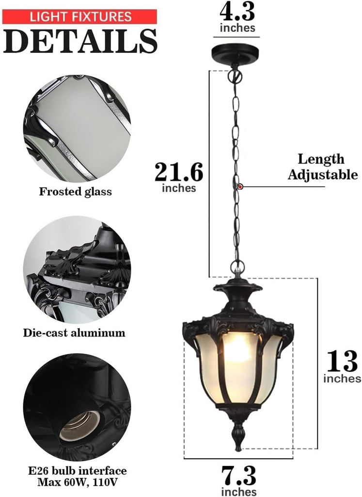 Rustic Victorian E26 Exterior Ceiling Pendant Light American Outdoor Waterproof Chandelier Garden Corridor Grape