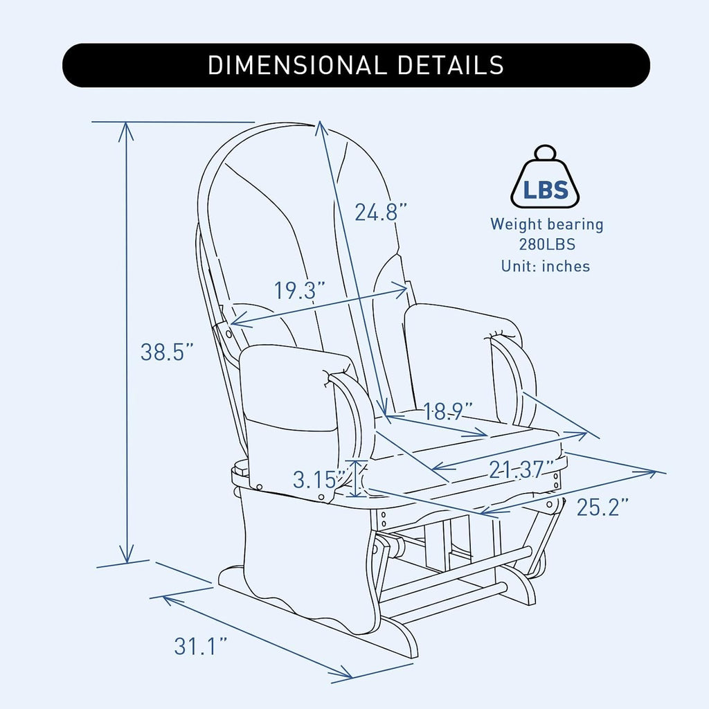 Wood Base Glider Rocker Chair, Baby Feeding and Rocking Chair Nursery Rocking Chairs with Silent Swing Solid Hardwood