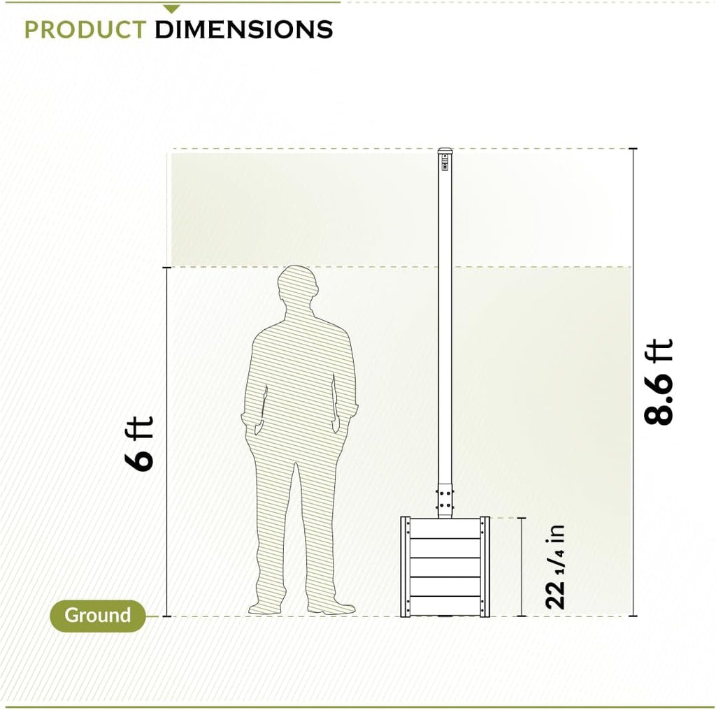 8.5ft H (1 Post w/Planter Box) Freestanding Zippity Concord String Light Post for Outdoor Hanging Lights, Outdoor