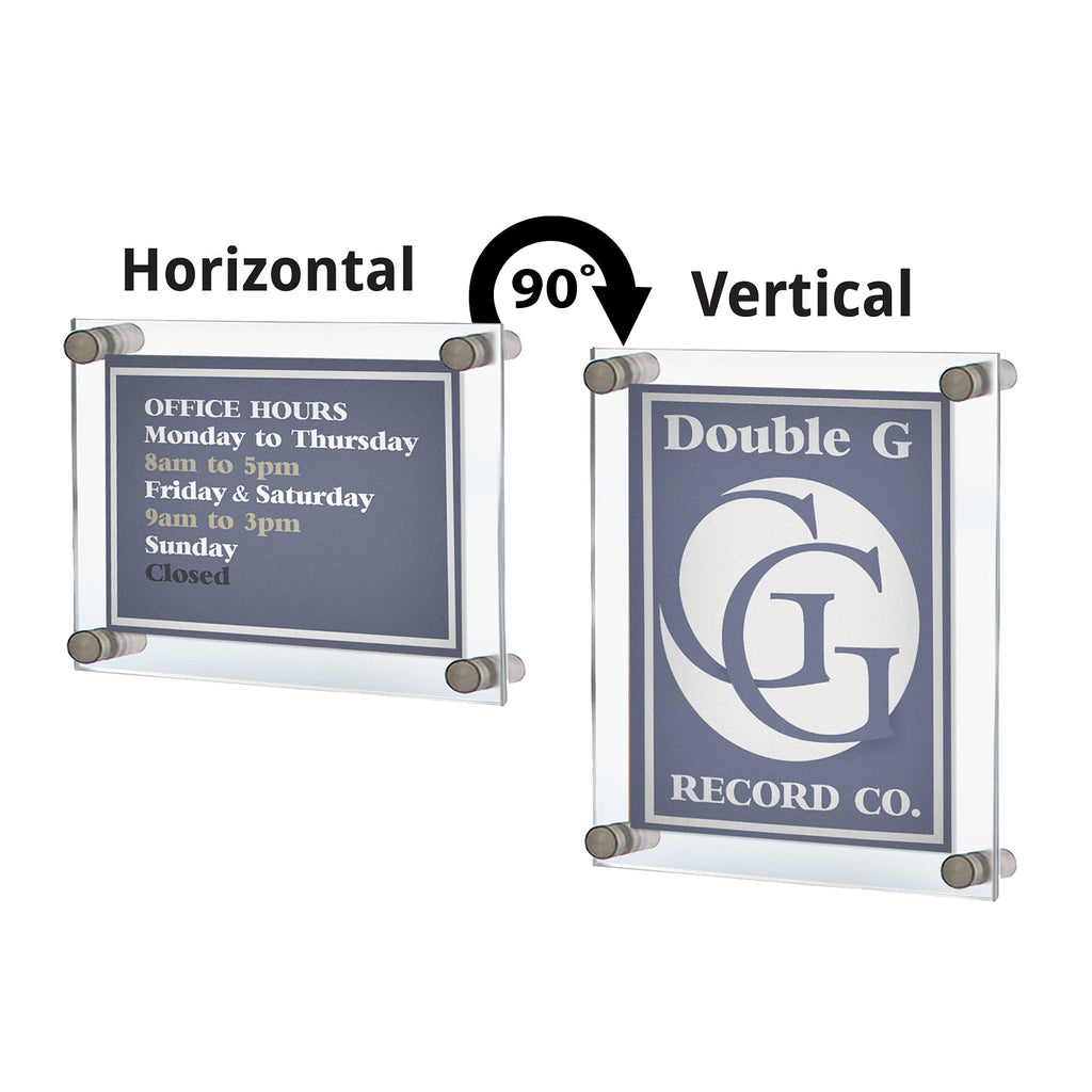 105536, Floating Acrylic Wall Frame with Silver Hardware Stand Off Caps, Clear Hanging Photo Frame Display Mount with
