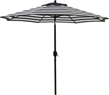 9' Patio Umbrella Outdoor Table Umbrella with 8 Sturdy Ribs (Black and White)