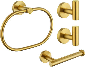 Bathroom Hardware Set Brushed Dark Gold, 4-Piece | SUS304 Stainless Steel Bathroom Fixtures Accessory Kit with Towel