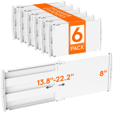 8" Tall Drawer Dividers, Adjustable Deep Drawer Organizer Clothes