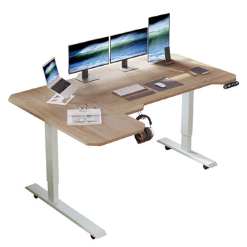 L-Shaped 59" Height Adjustable Electric Standing Desk, Height Stand Up Computer Desk, Sit and Stand Home Office Desk
