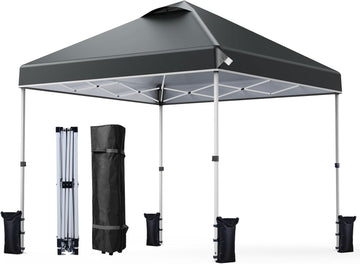 10' x 10' Pop Up Canopy Tent with Sand Weight Bag, Awing Freestanding Sun Shelter for Picnic and Camping - Gray