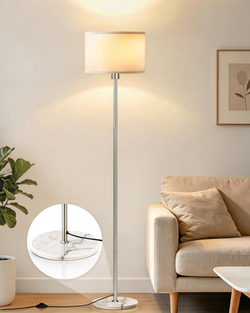 63" Silver Floor Lamps, Standing Lamp with Marble Base