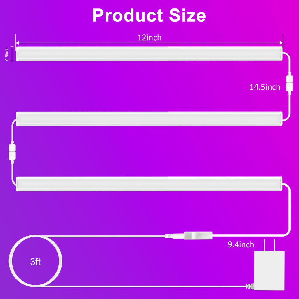 3 Pack RGB Under Cabinet Lights with App and Remote Control