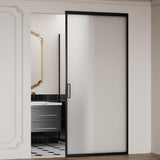 40" x 87" Frosted Glass Barn Door, Concealed Sliding Barn Door with Soft Close, Waterproof Modern Sl