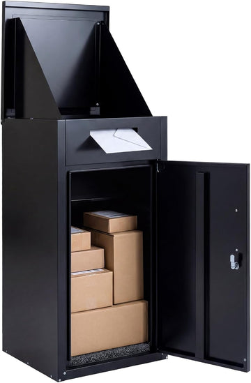 Package Delivery Boexes 18" x 17.5" x 34" Galvanized Steel Parcel Drop Boxes with Lock, Anti-Theft Design