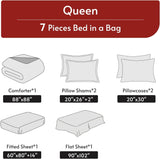 7 Pieces Queen Comforter Set, Reversible Bed in a Bag Queen, All Season Bedding Set with Comforter, Flat Sheet
