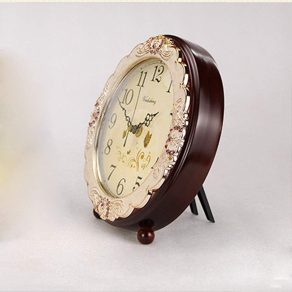 Vintage Table Clock, Retro Non-Ticking European Style Beside Desk Clock Battery Operated Silent Quartz Movement