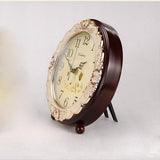 Justup Vintage Table Clock, Retro Non-Ticking European Style Beside Desk Clock Battery Operated Silent Quartz Movement