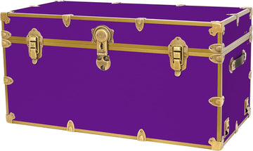 Classic XXL College Trunk, Dorm Storage Chest, Bench, Antique Brass | 36"L x 18"W x 18"H, 1500+ lb Capacity, Birch