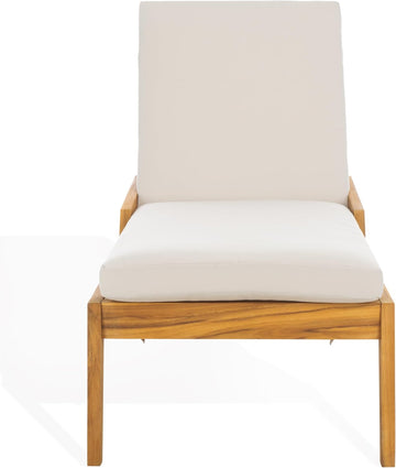 Cushion Solid Teak Wood Chaise Lounge Chair