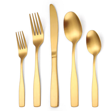 Gold Matte Silverware Set Service for 8,40 Piece Flatware set,18/0 Stainless Steel Utensils Set,Cutlery Utensils