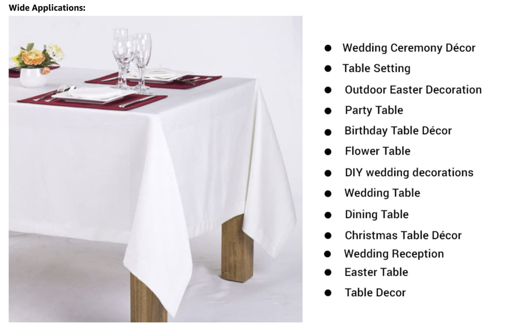 60 x 102-Inch Rectangular Polyester Tablecloth - Made in USA - Wrinkle-Resistant, Flame Retardant, Durable Party