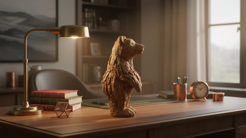 Brown Bear Statue Home Decor Statue Rustic Home Decorations, Boho Sculpture Resin Animal Collectible Figurines for