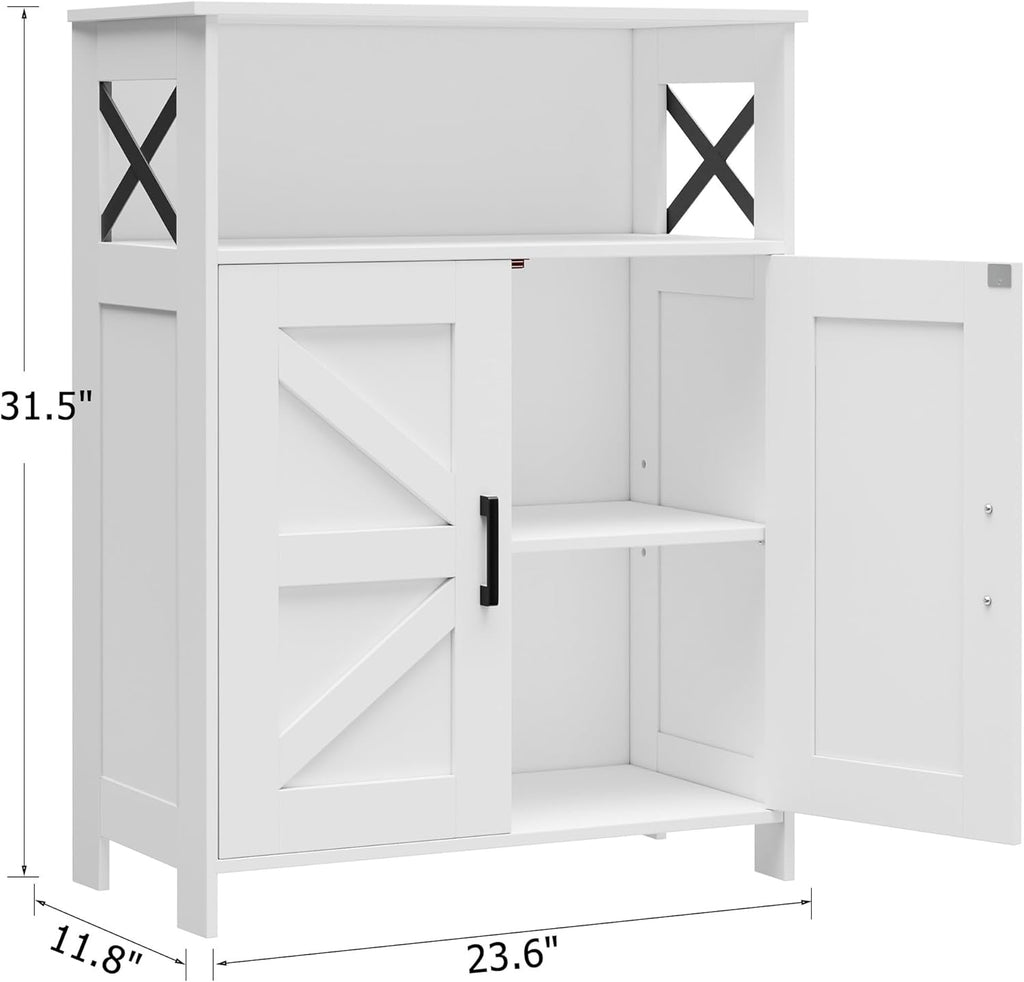 Farmhouse Bathroom Storage Cabinet with Doors, Small Floor Cabinet | Toilet Paper Cabinet with Adjustable Shelf