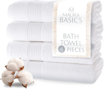 Basics Performance Bath Towels 100% Turkish Cotton with Hook Loops. Extra Large Luxury Absorbent Plush Towel Sets
