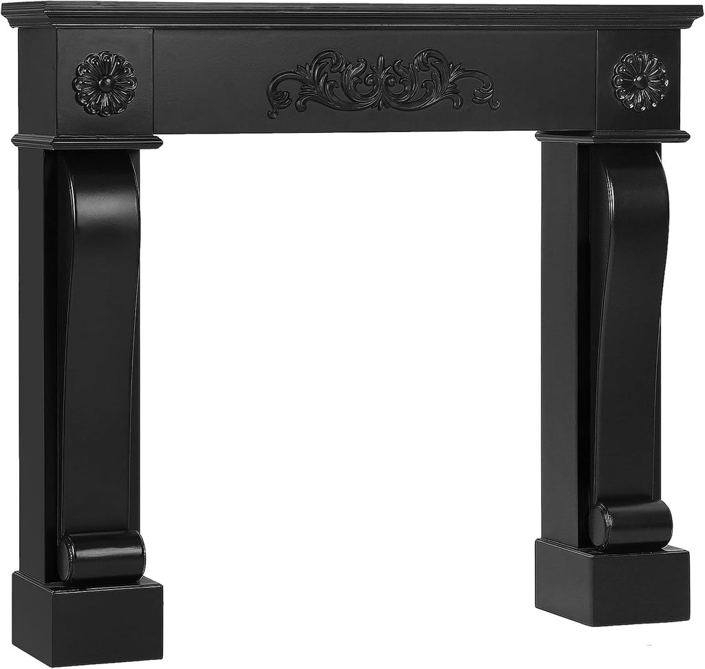 Surround, Freestanding Wood Mantel with Leg, Decorative Farmhouse Fireplace Frame, Premium Grade A MDF Anti-Tipping