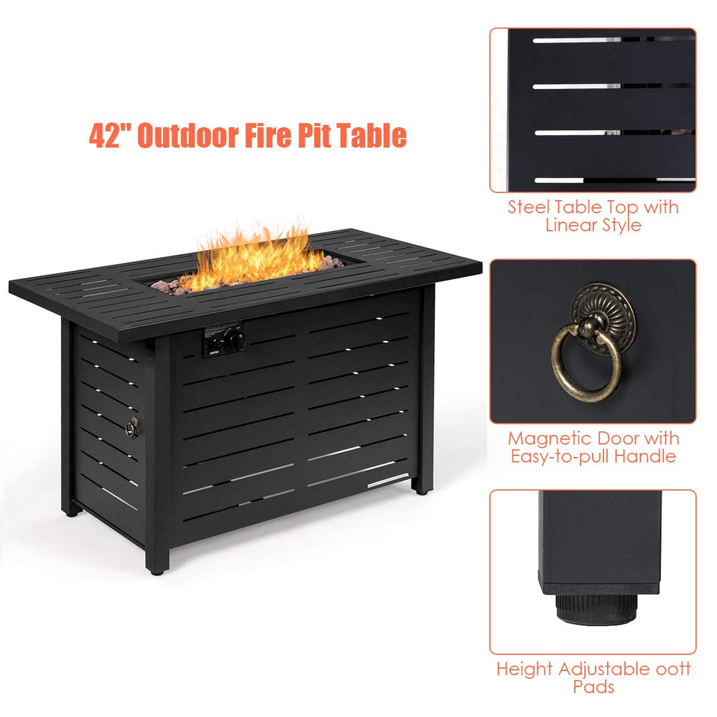 60, 000 BTU Rectangular Propane Fire Pit Table