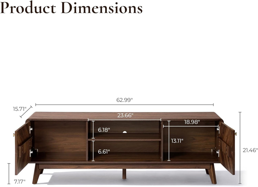 63" Mid Century Modern TV Stand, TV Stands for Living Room for TVs up to 65", Entertainment Center with